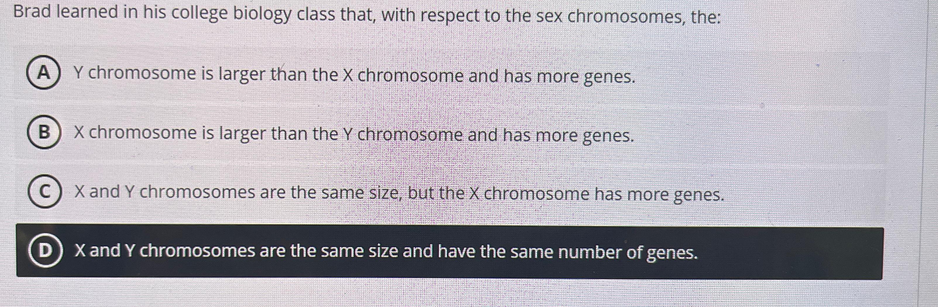 Solved Brad learned in his college biology class that, with | Chegg.com