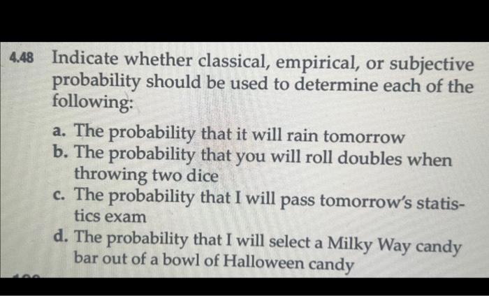 Solved 4.48 Indicate Whether Classical, Empirical, Or | Chegg.com