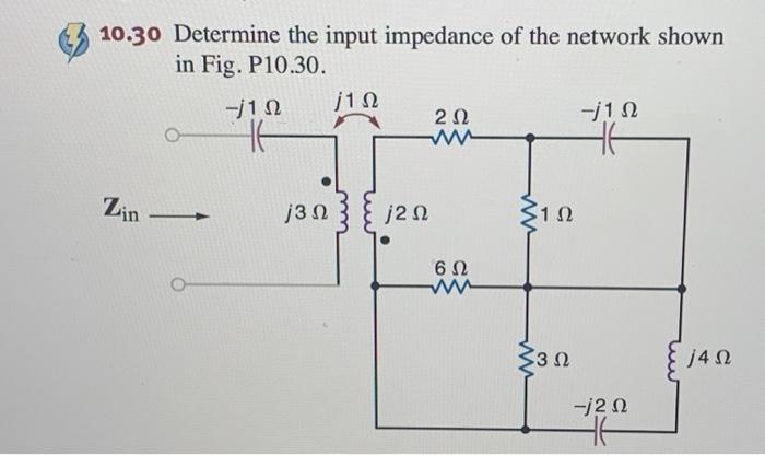 Solved 10.30 Determine the input impedance of the network | Chegg.com