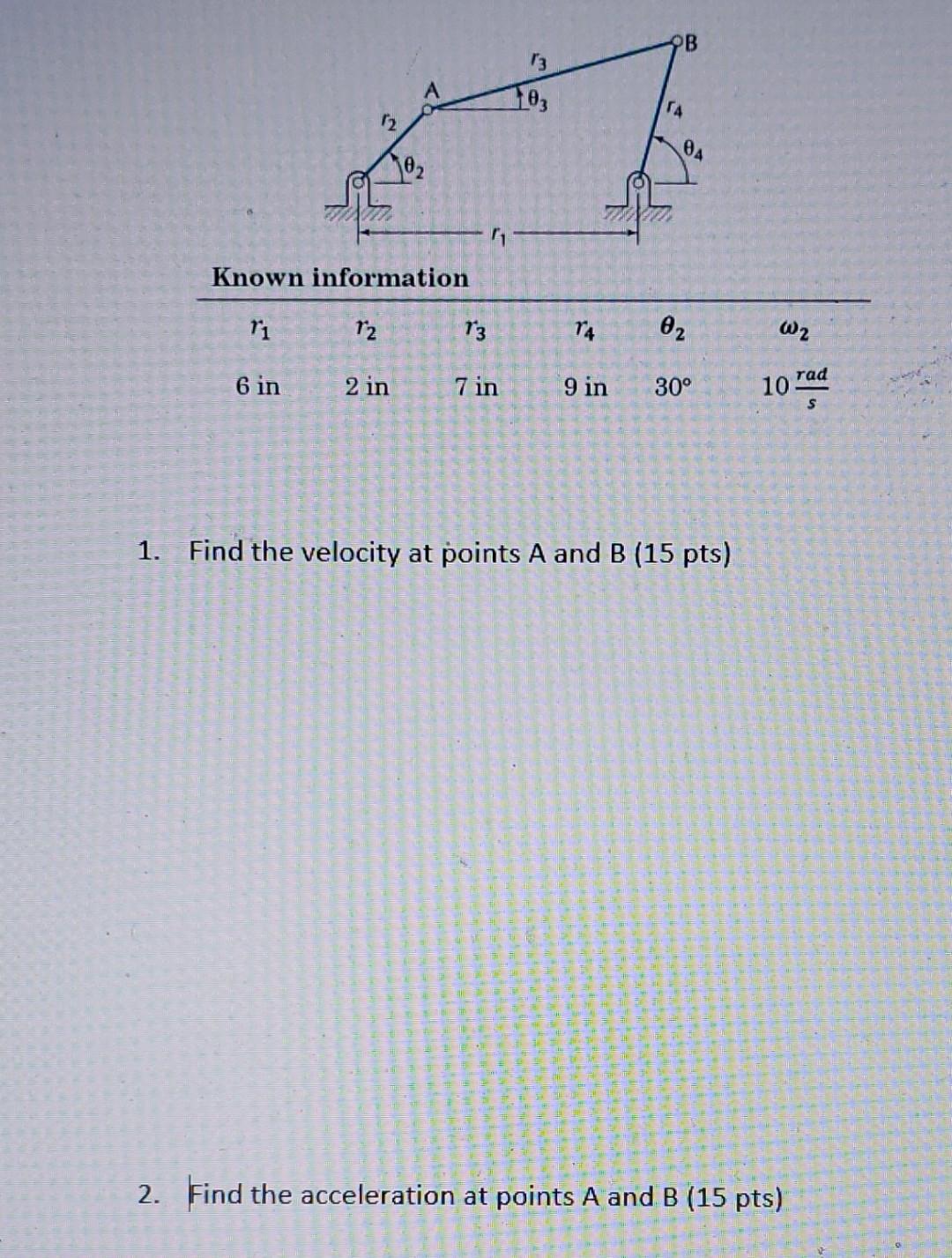Solved 1. Find the velocity at points A and B (15 pts) 2. | Chegg.com