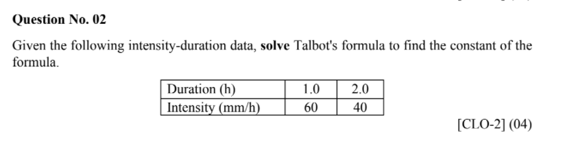 Solved Question No. 02 Given the following | Chegg.com
