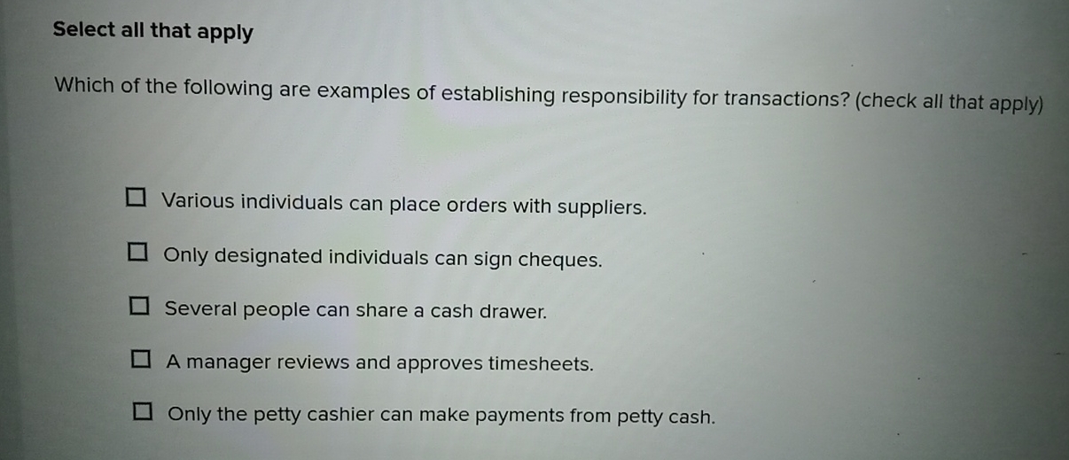 Solved Select all that applyWhich of the following are | Chegg.com