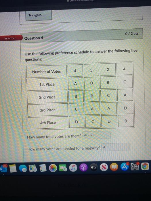 Solved UWS Try again. 072 pts Incorrect Question 4 Use the | Chegg.com