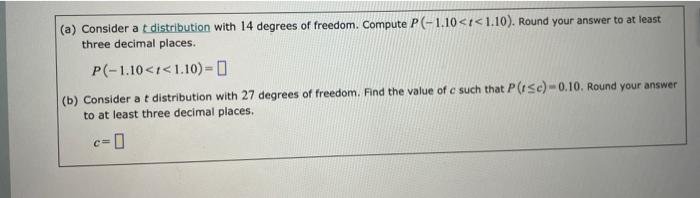 Solved (a) Consider A Tdistribution With 14 Degrees Of | Chegg.com