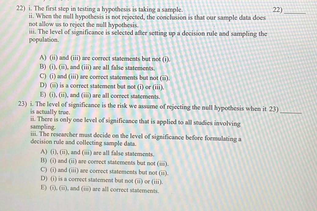 Solved 22 22 I The First Step In Testing A Hypothesis Is Chegg Com   Image