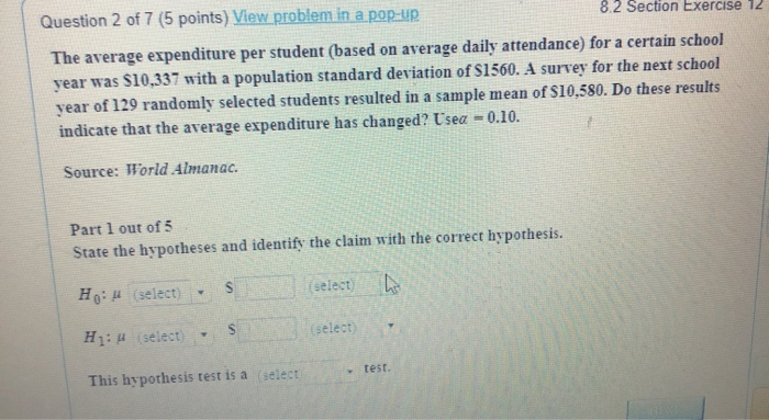 Solved Question 2 of 7 (5 points) View problem in a pop-up | Chegg.com