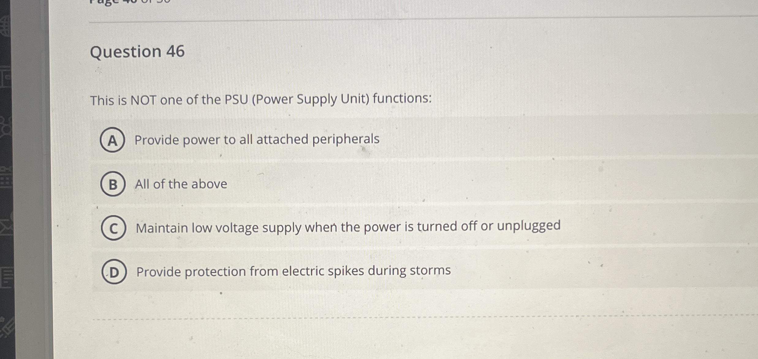 Solved Question 46This is NOT one of the PSU (Power Supply