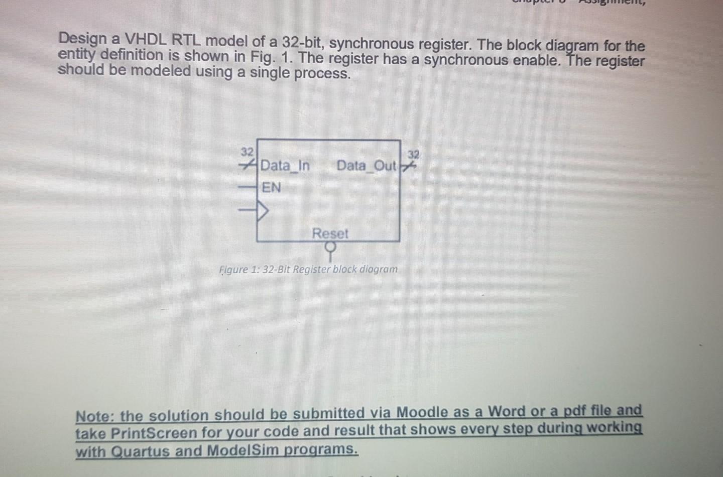 Solved Design a VHDL RTL model of a 32-bit, synchronous | Chegg.com