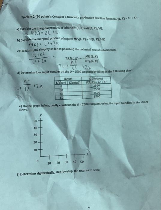 Solved Problem 2 50 Points Consider A Firm With