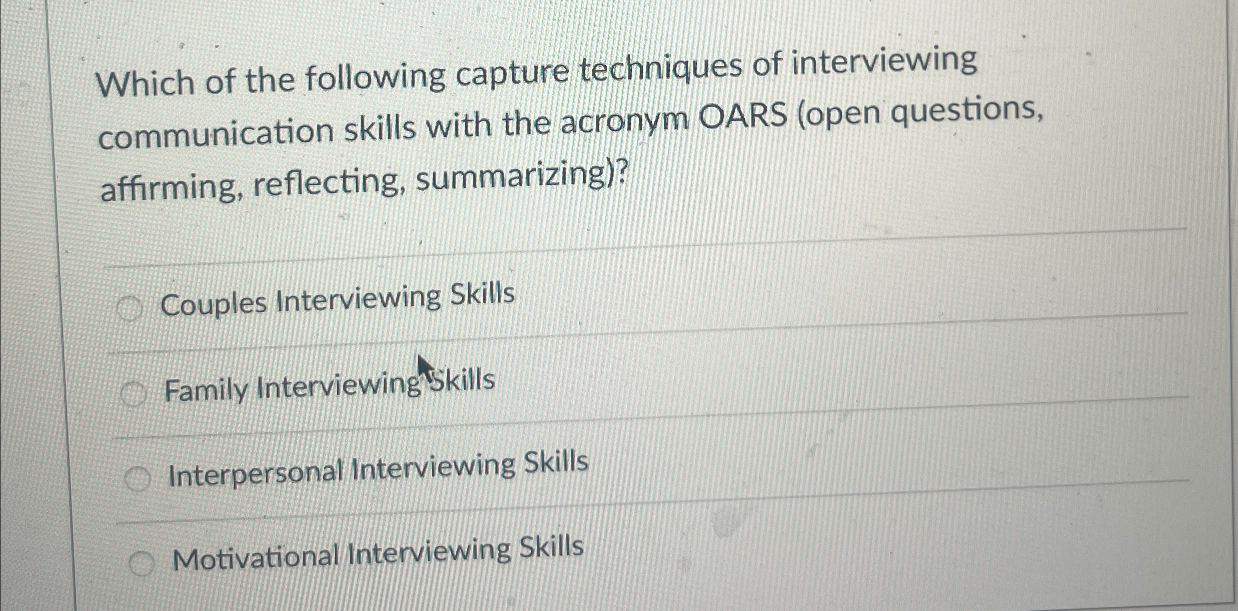 Solved Which of the following capture techniques of | Chegg.com