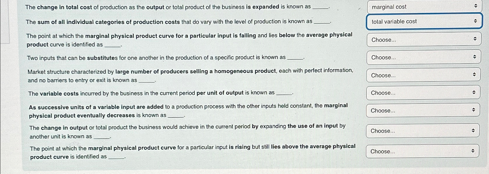 Solved The change in total cost of production as the output | Chegg.com