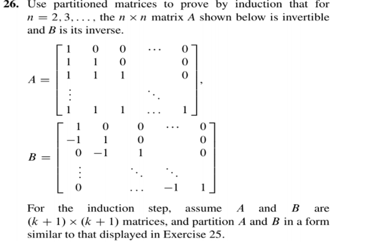 Solved Use partitioned matrices to prove by induction that | Chegg.com