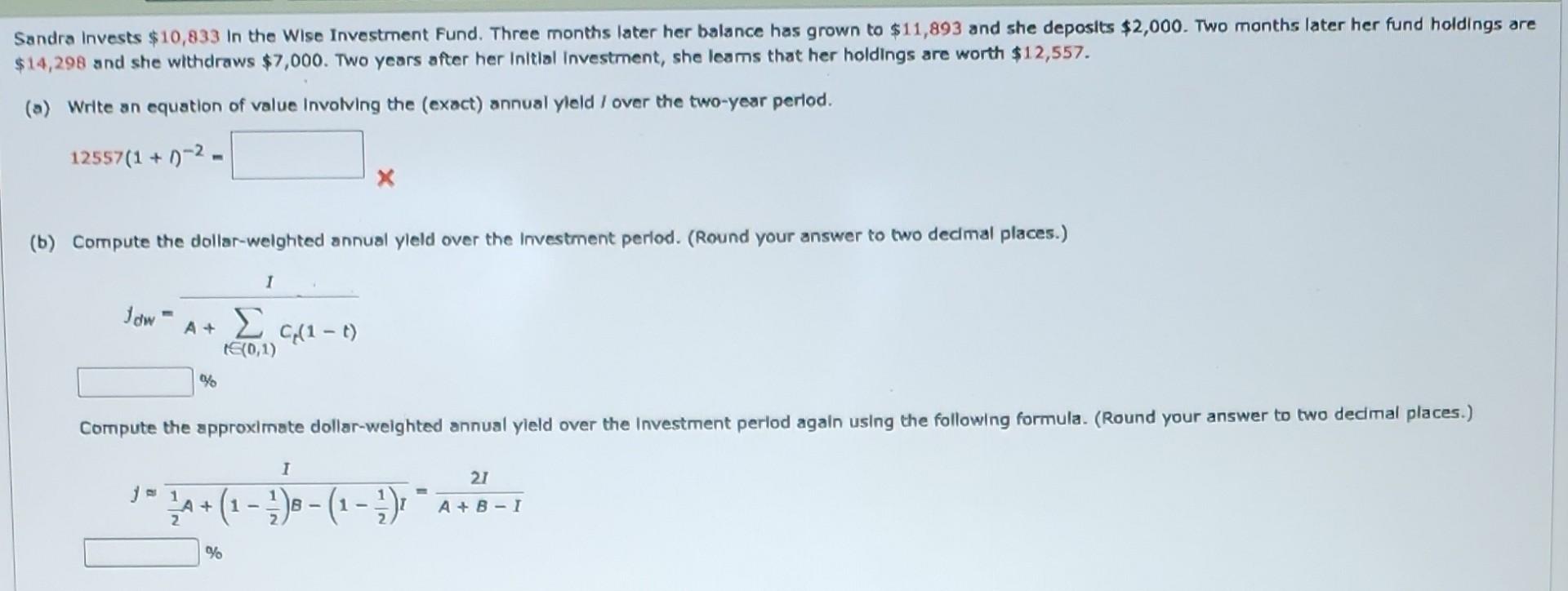 Solved Sandra Invests $10,833 in the Wise Investment Fund. | Chegg.com