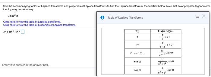 Solved Use The Accompanying Tables Of Laplace Transforms And