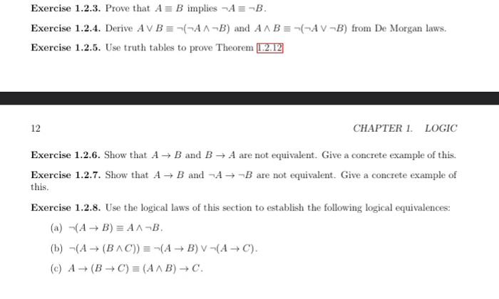 Solved Exercise 1.2.3. Prove That A≡B Implies ¬A≡¬B. | Chegg.com