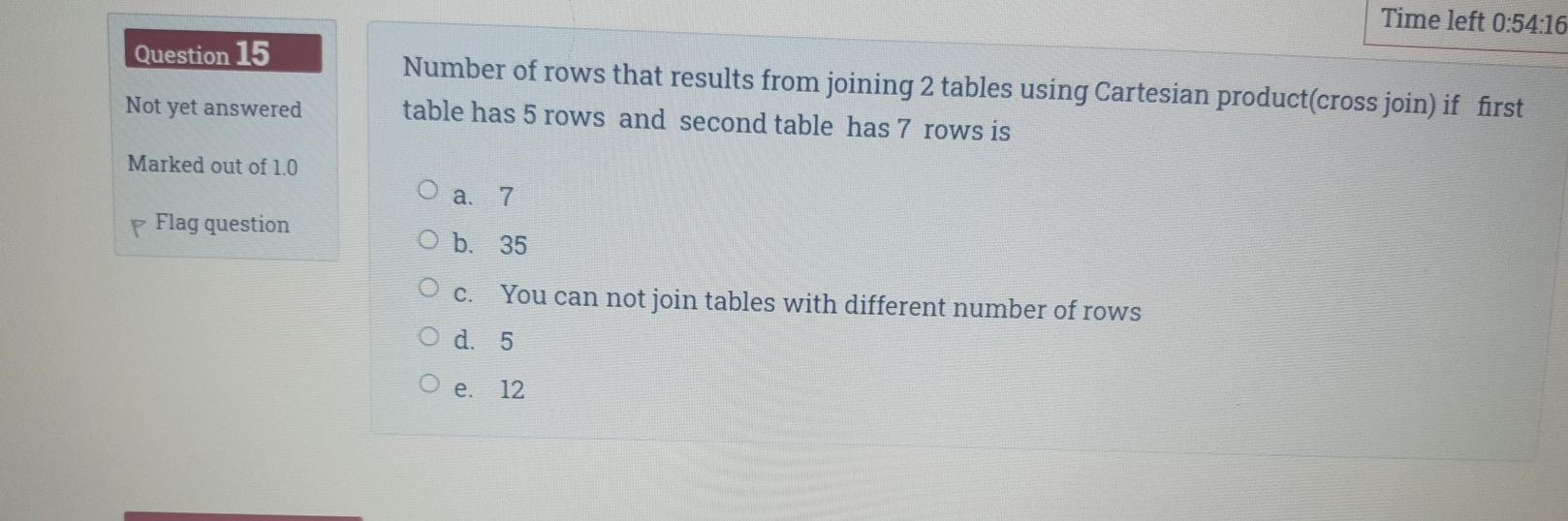 Solved Time left 05416 Question 15 Number of rows that