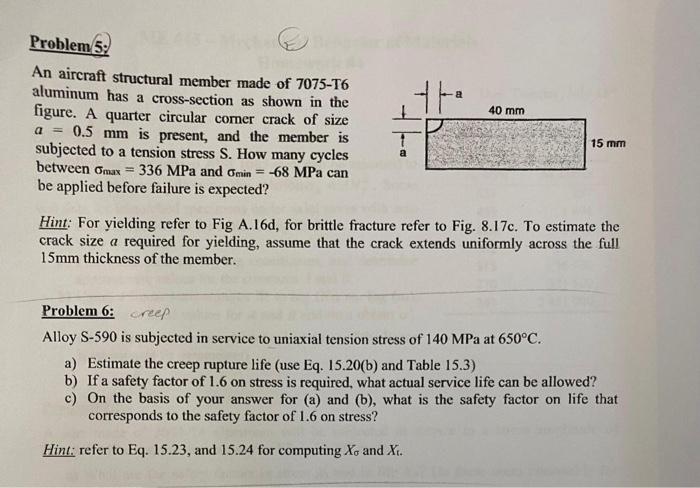 Solved An Aircraft Structural Member Made Of 7075-T6 | Chegg.com