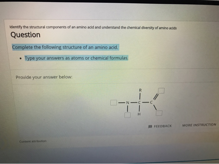 Solved Identify the structural components of an amino acid | Chegg.com