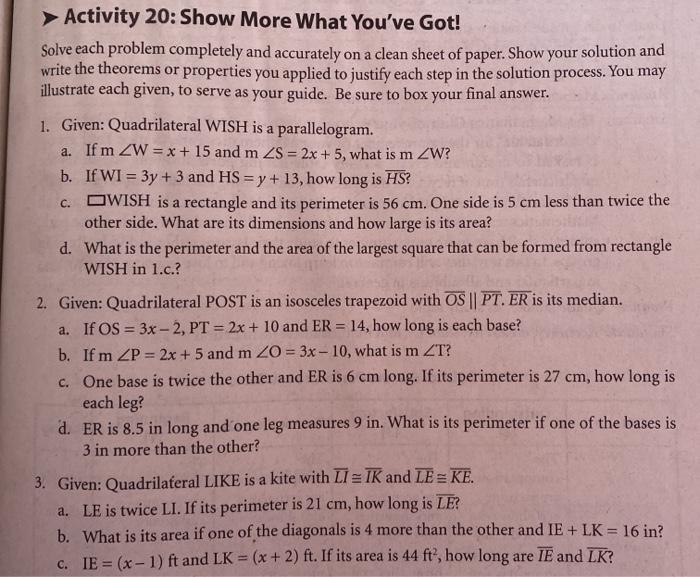 Solved Problem Solving Activity LE For each response, [1