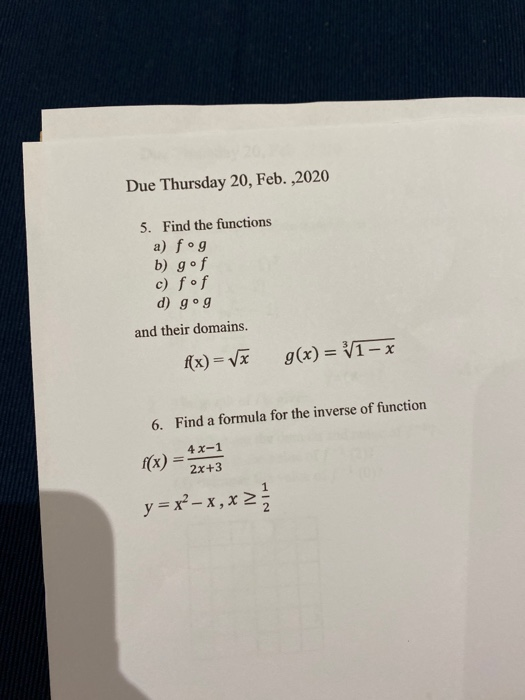 Solved Due Thursday Feb 5 Find The Functions Chegg Com