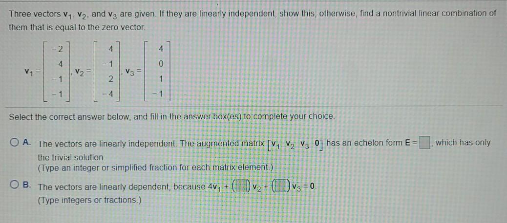 Solved Three vectors V1, V2, and V3 are given. If they are | Chegg.com
