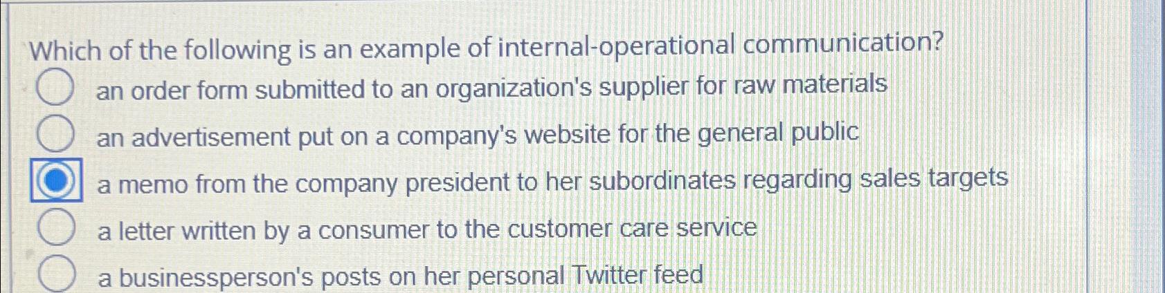 Solved Which of the following is an example of | Chegg.com