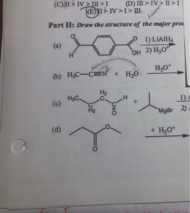 Solved B And D Please Draw The Structure Of The Major | Chegg.com