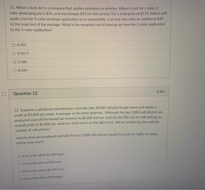 Solved 11. Allison's Auto Art is a company that applies