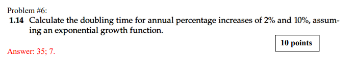 Solved Problem #6:1.14 ﻿Calculate the doubling time for | Chegg.com