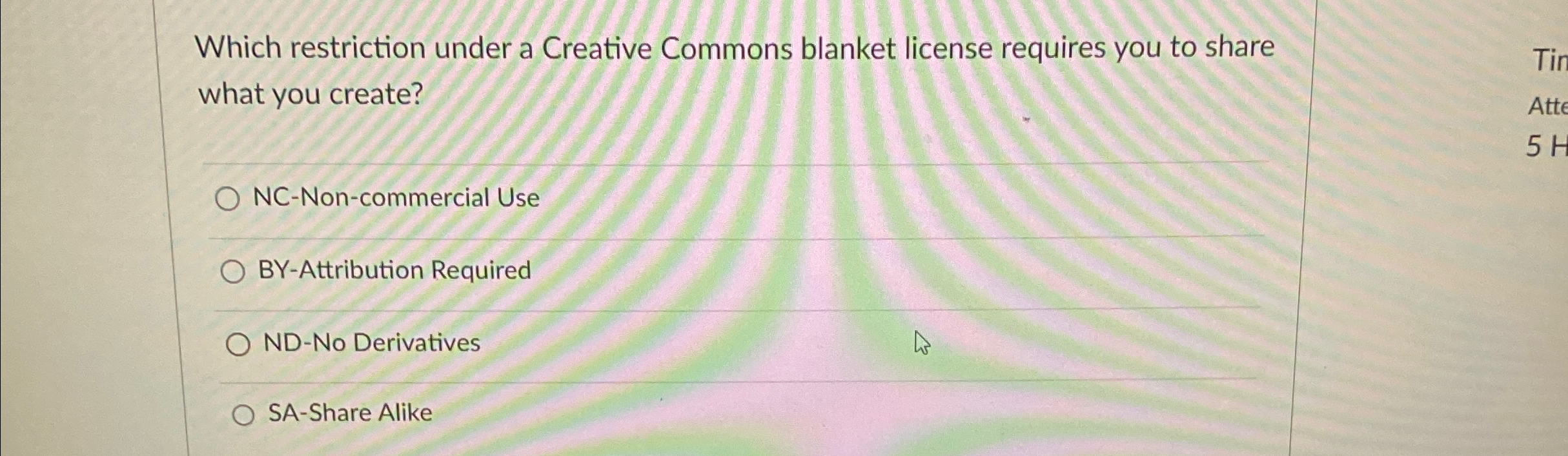 Solved Which restriction under a Creative Commons blanket