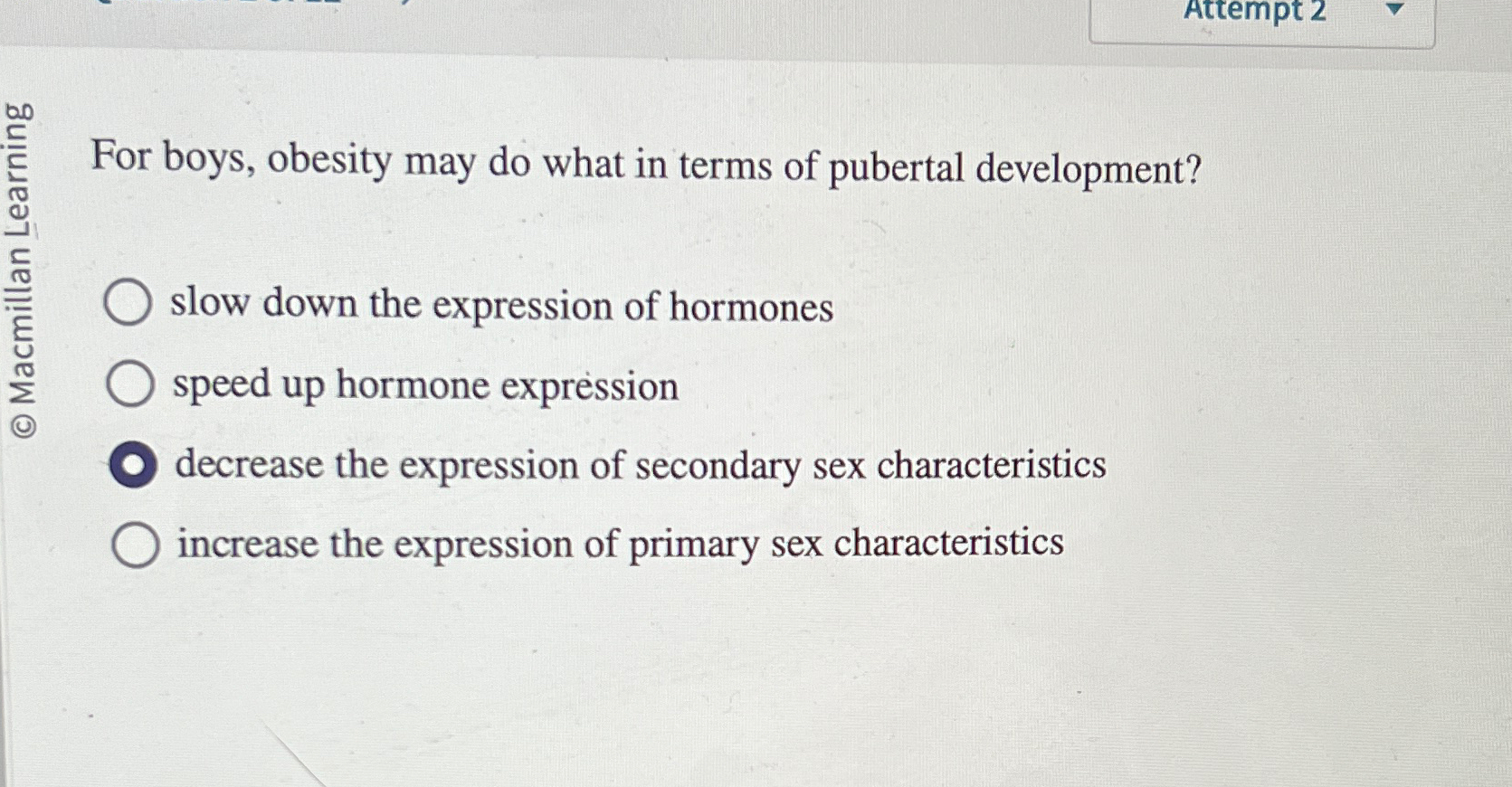 Solved For boys, obesity may do what in terms of pubertal | Chegg.com