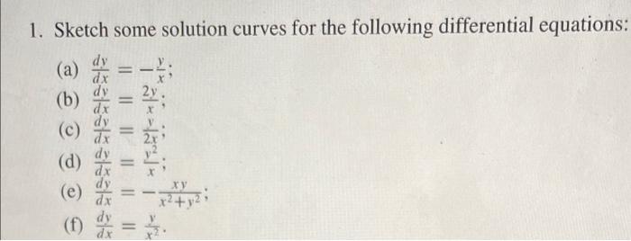 sketch solution curves of differential equations