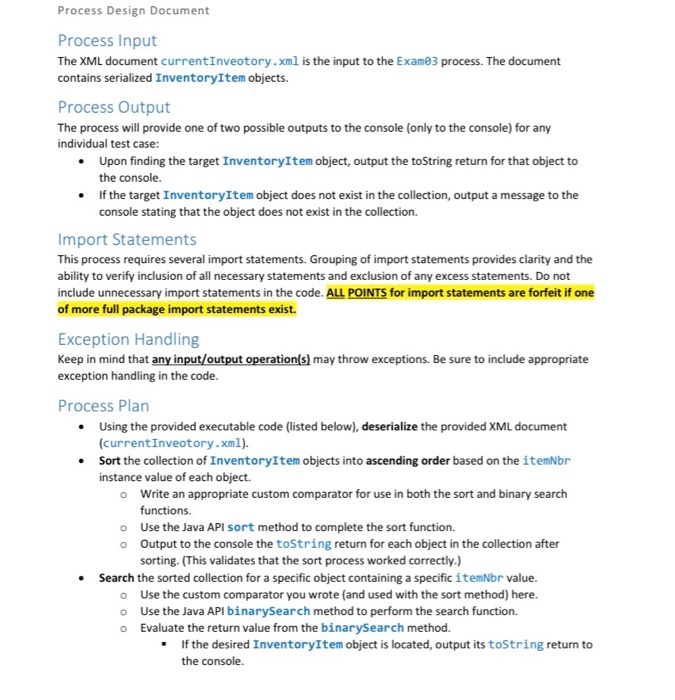 Process Design Document Process Input The Xml Docu Chegg Com
