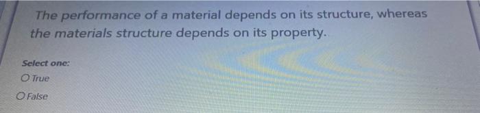 Solved The Performance Of A Material Depends On Its | Chegg.com