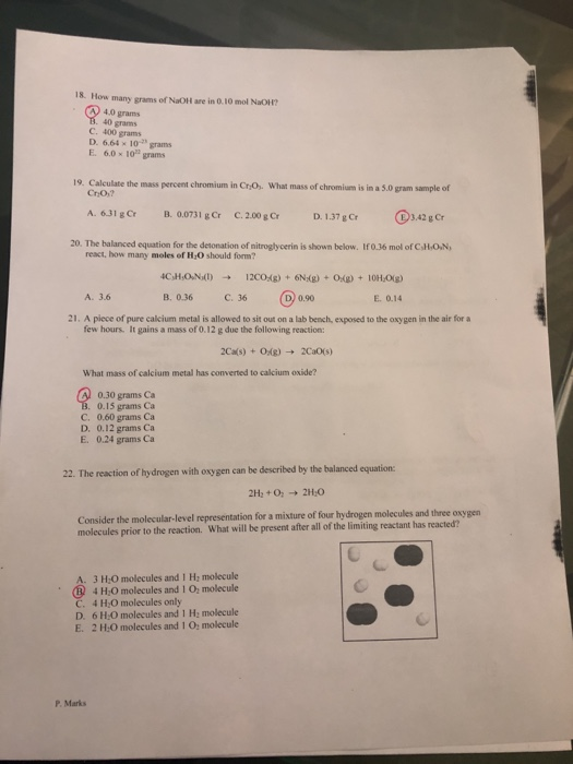 Solved 18. How many grams of NaOH are in 0.10 mol NaOH? 4.0 | Chegg.com