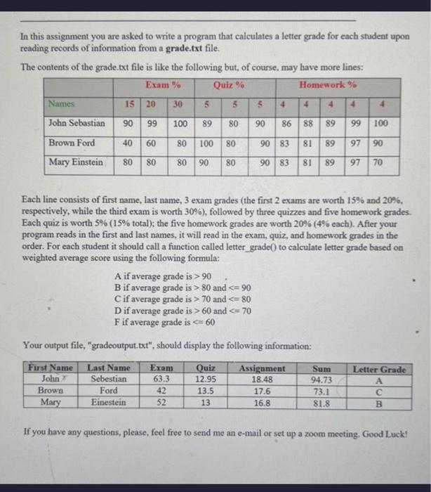 Solved In this assignment you are asked to write a program | Chegg.com