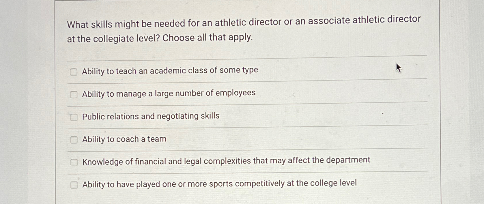 Solved What skills might be needed for an athletic director