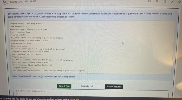 Solved Q.1 (30 pts] Wille a Python program that uses a | Chegg.com