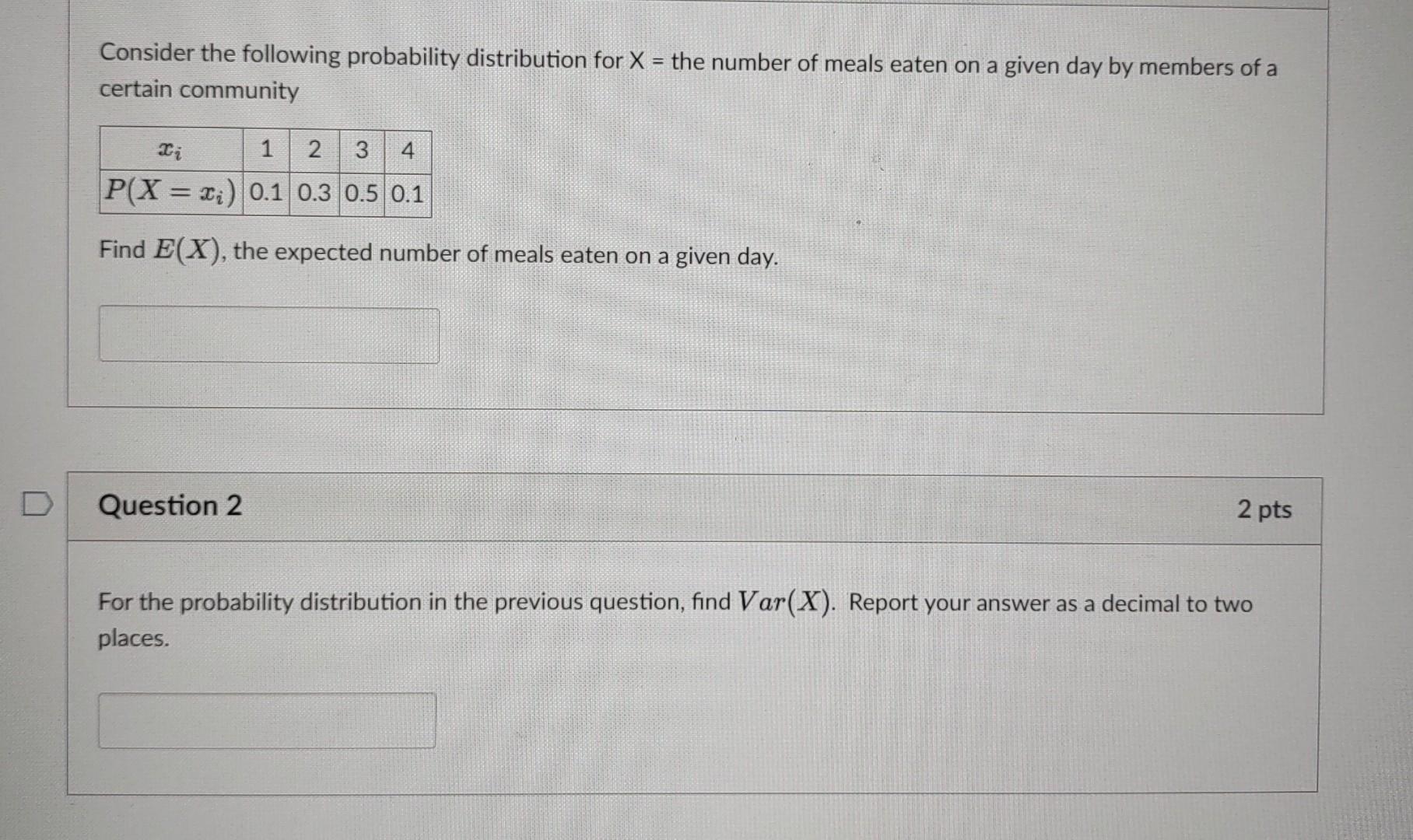Solved Consider the following probability distribution for | Chegg.com