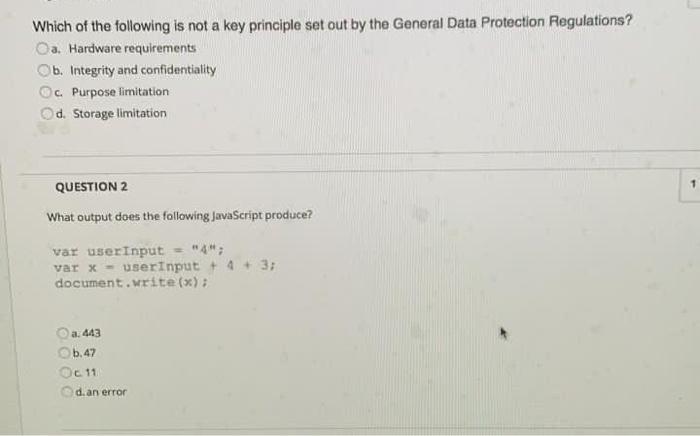 Solved Which of the following is not a key principle set out | Chegg.com