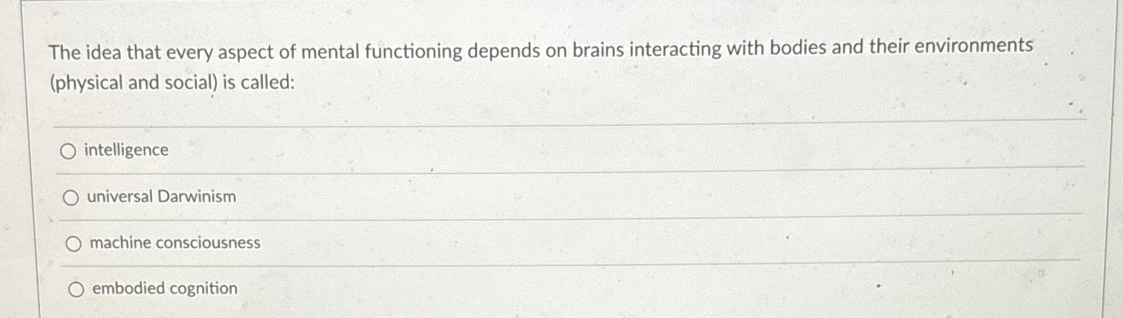 Solved The idea that every aspect of mental functioning | Chegg.com