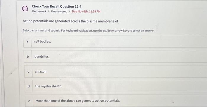 Solved Action Potentials Are Generated Across The Plasma | Chegg.com