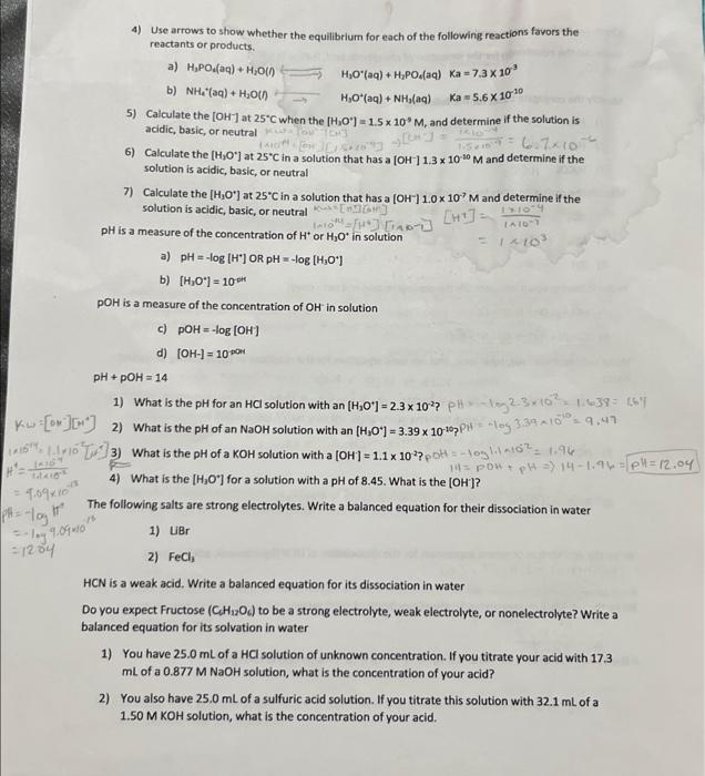 Solved Chem-2a: Acids and bases worksheet Write out the | Chegg.com