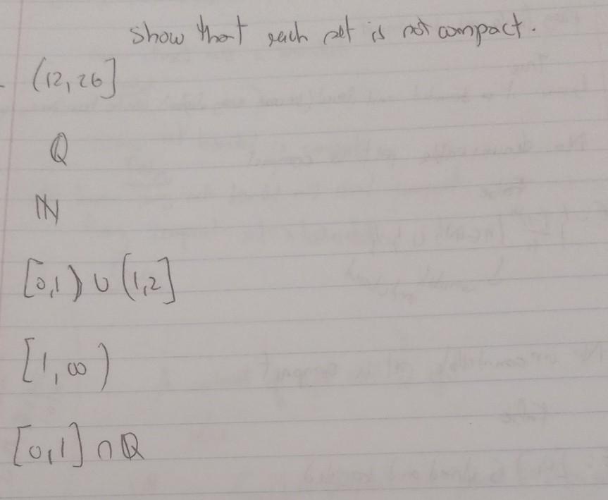 Solved show that rach set is not compact. (12,26] Q NN | Chegg.com