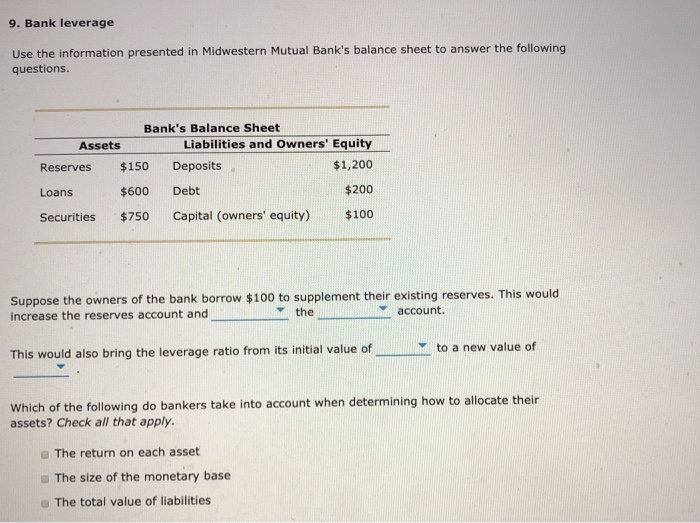 9. Bank leverage Use the information presented in