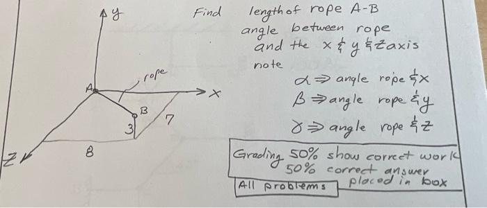 Solved 8 Ау Sto ی) горе B 7 Find Length Of Rope A-B Angle | Chegg.com