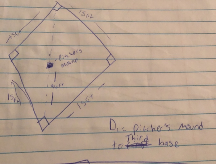 Solved A softball diamond is a square with sides that | Chegg.com