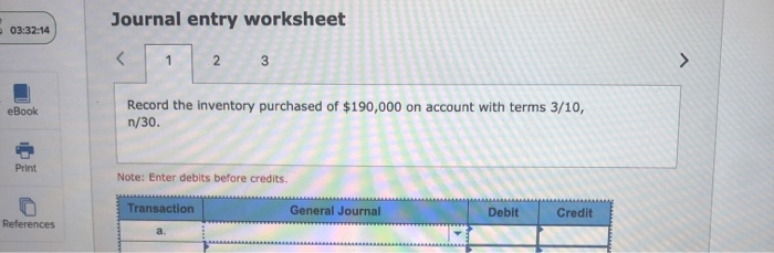 Solved Journal Entry Worksheet 03 32 14 1 2 3 Record The Chegg Com