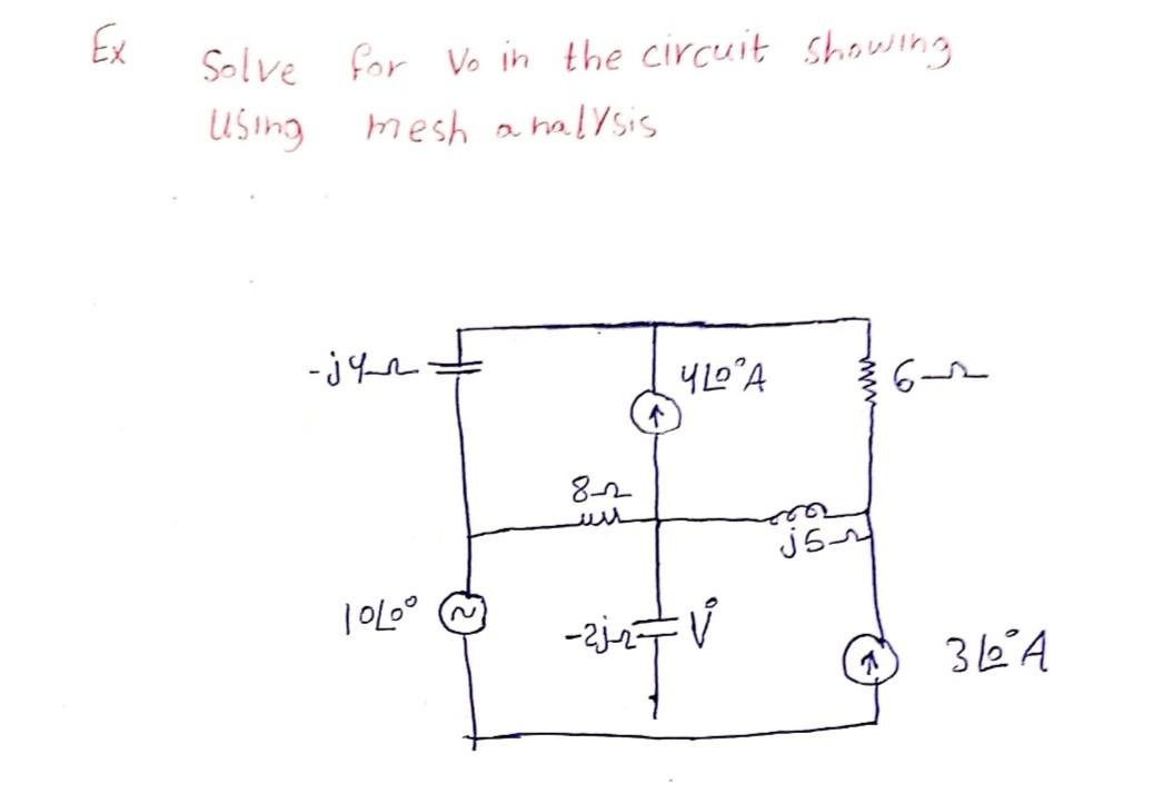 Solved Ex Solve for vo in the circuit showing using mesh | Chegg.com