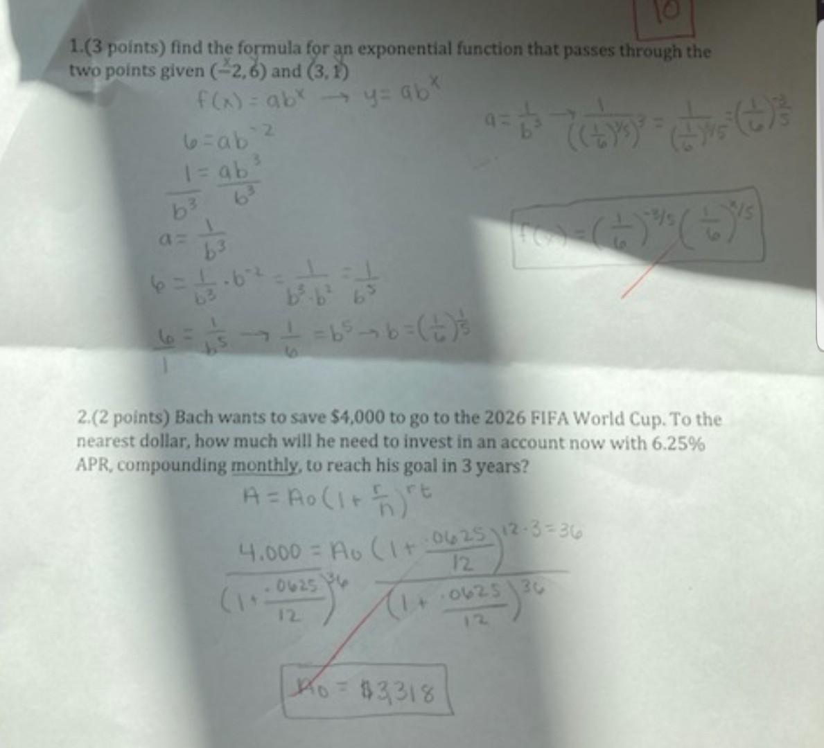 Solved 1. ( 3 Points) Find The Formula For An Exponential | Chegg.com